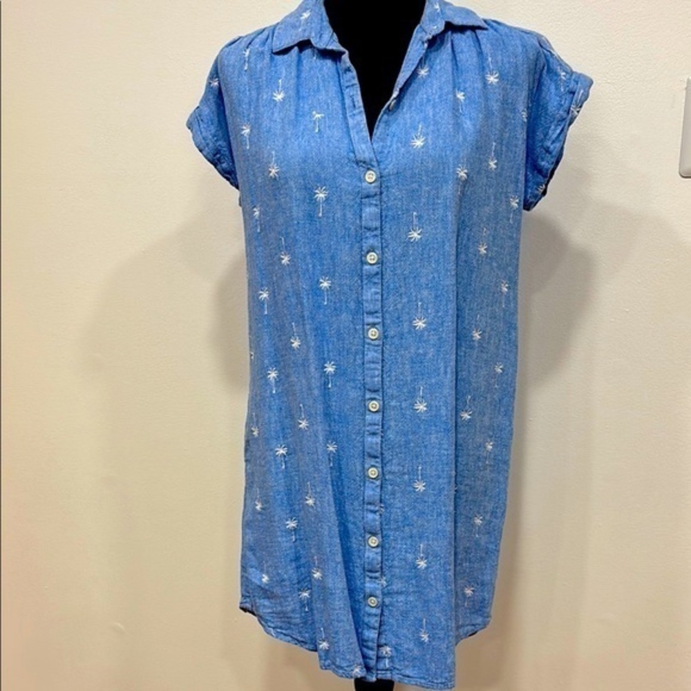 Adorable Old Navy chambray shirt dress petite small. Palm trees!